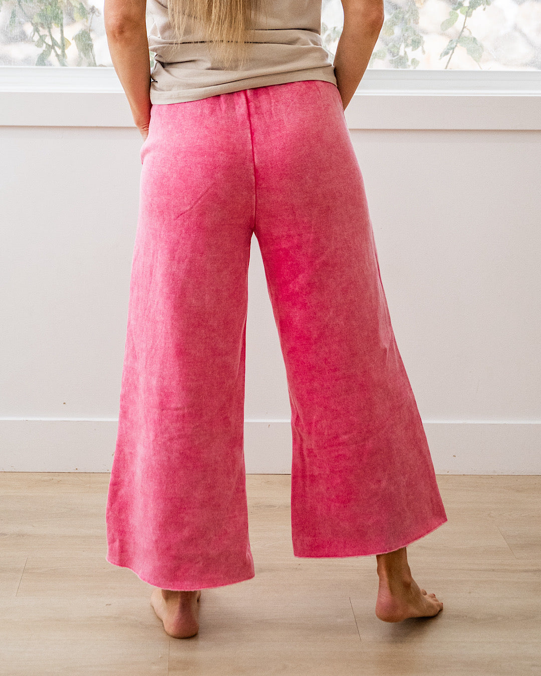 NEW! Cropped Wide Leg Comfy Pants - Fuchsia Zenana