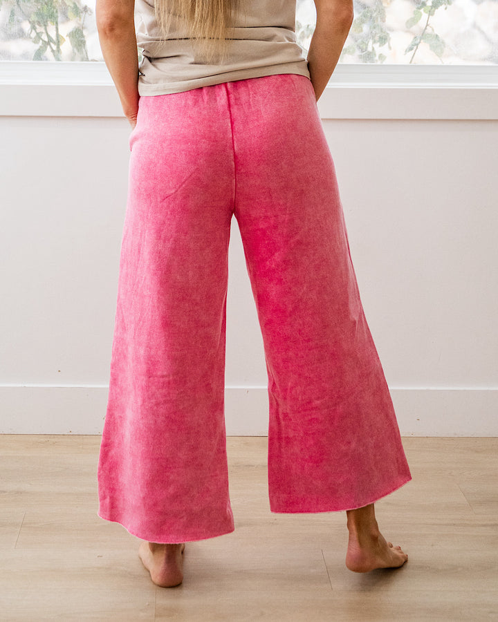 NEW! Cropped Wide Leg Comfy Pants - Fuchsia Zenana