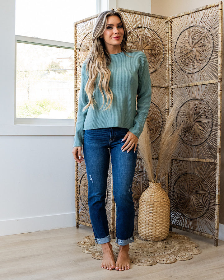 End Game Ribbed Knit Sweater - Teal Green FINAL SALE Be Cool