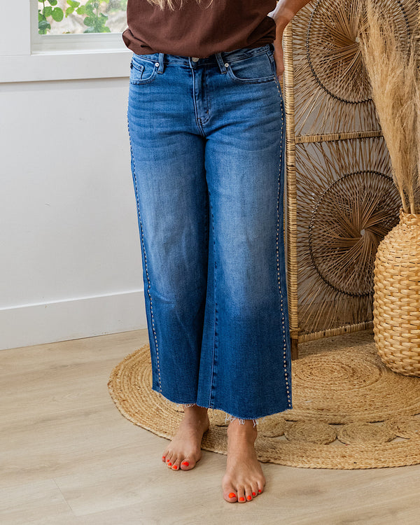 NEW! KanCan Raelynn Studded Wide Leg Jeans KanCan