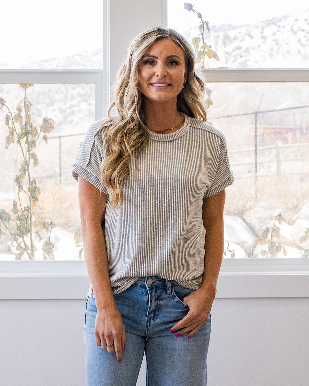 Gabby Contrast Corded Top - Color Options Available! Arrow Twenty Two Gray
