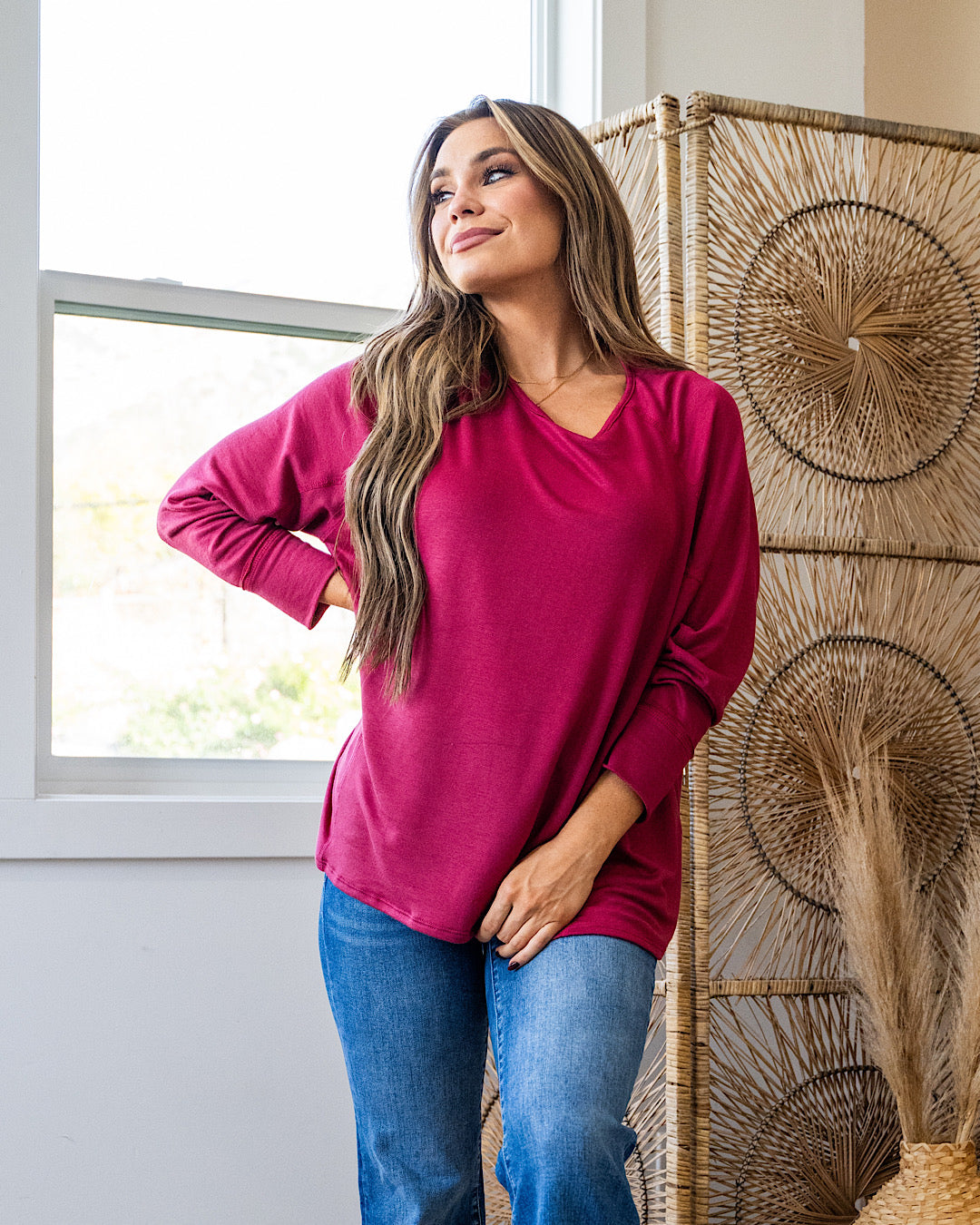 NEW! Lizzie Long Sleeve Swing Top - Marsala Sew In Love