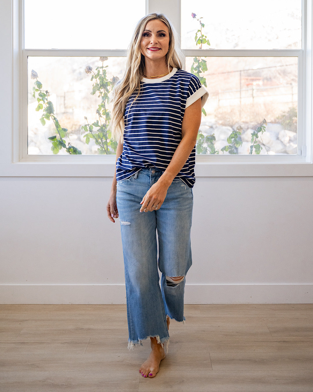 NEW! Madalyn Striped Top - Navy