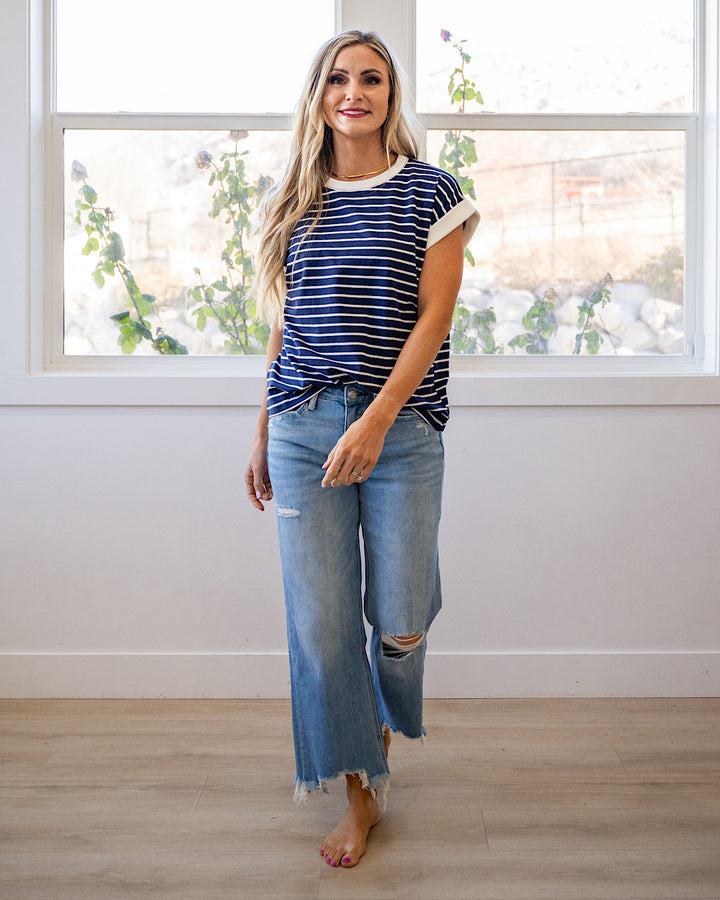 NEW! Madalyn Striped Top - Navy