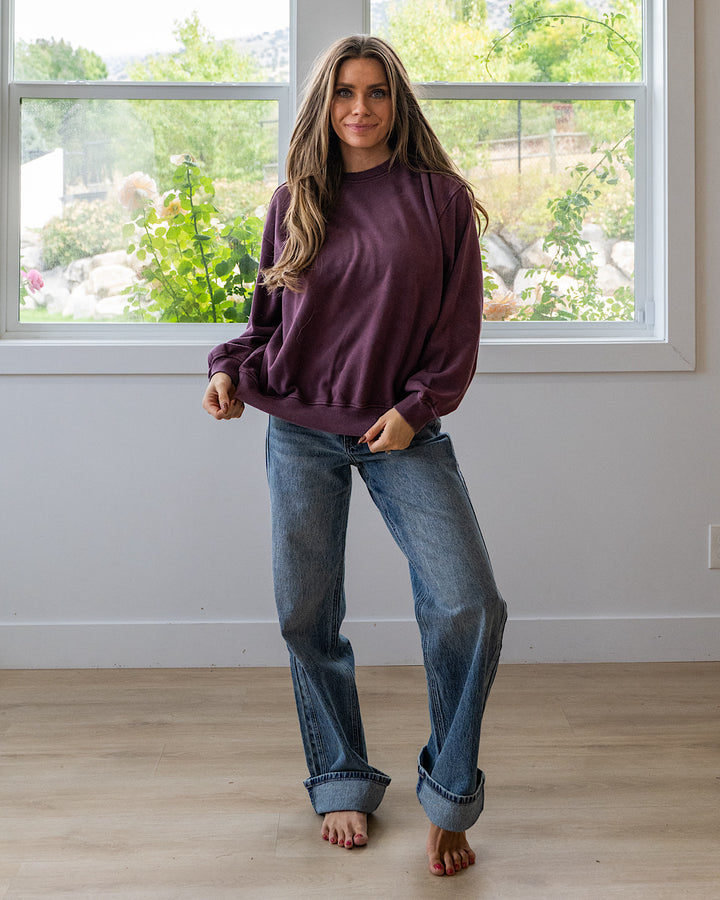 NEW! The Essential Drop Shoulder Sweatshirt - Dark Cherry