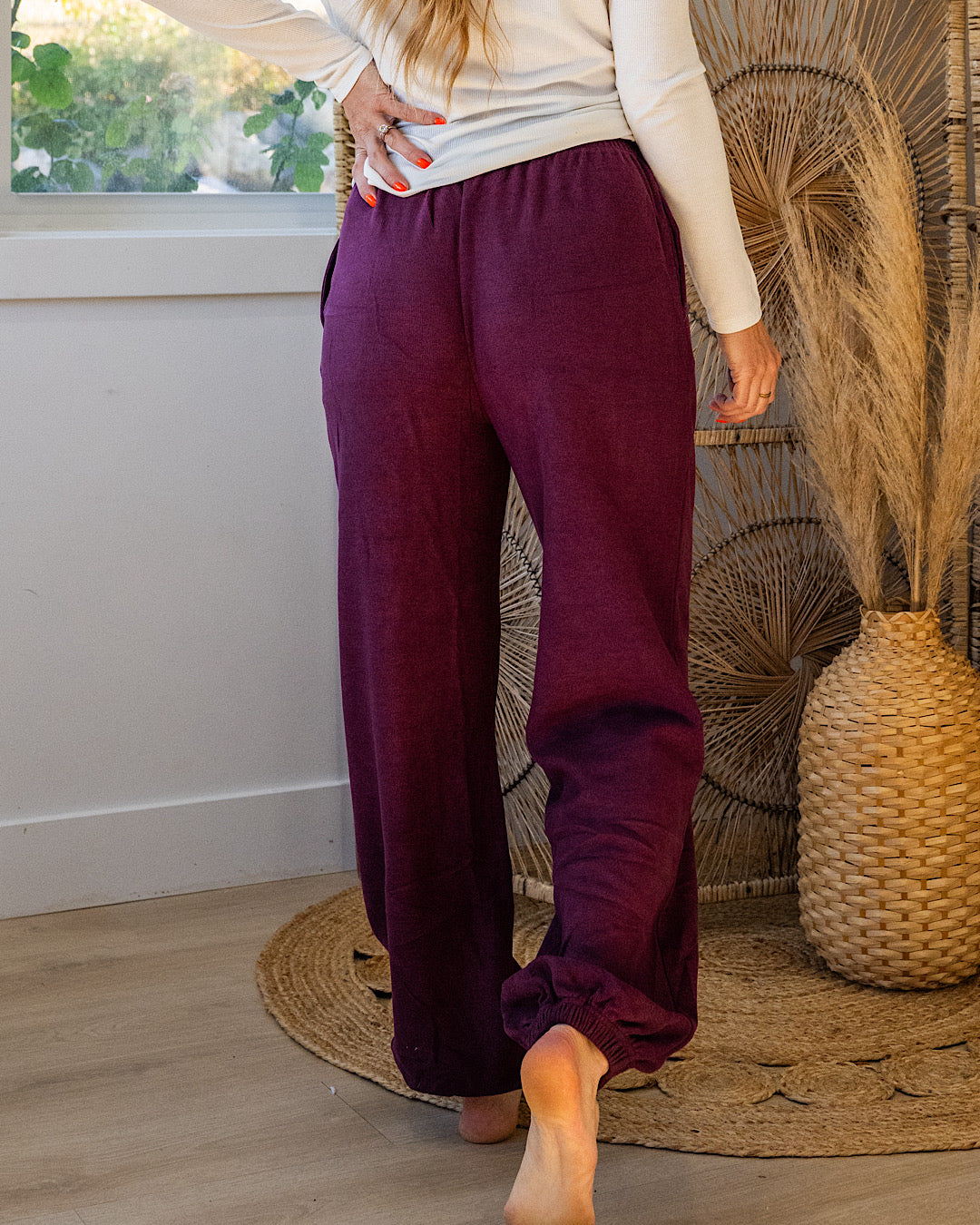 NEW! Allison Knit Joggers - Dark Cherry