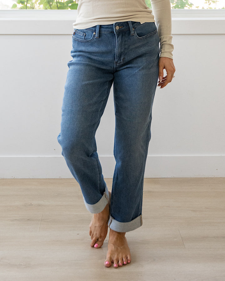 NEW! Judy Blue Corrine Roll Hem Boyfriend Jeans Judy Blue