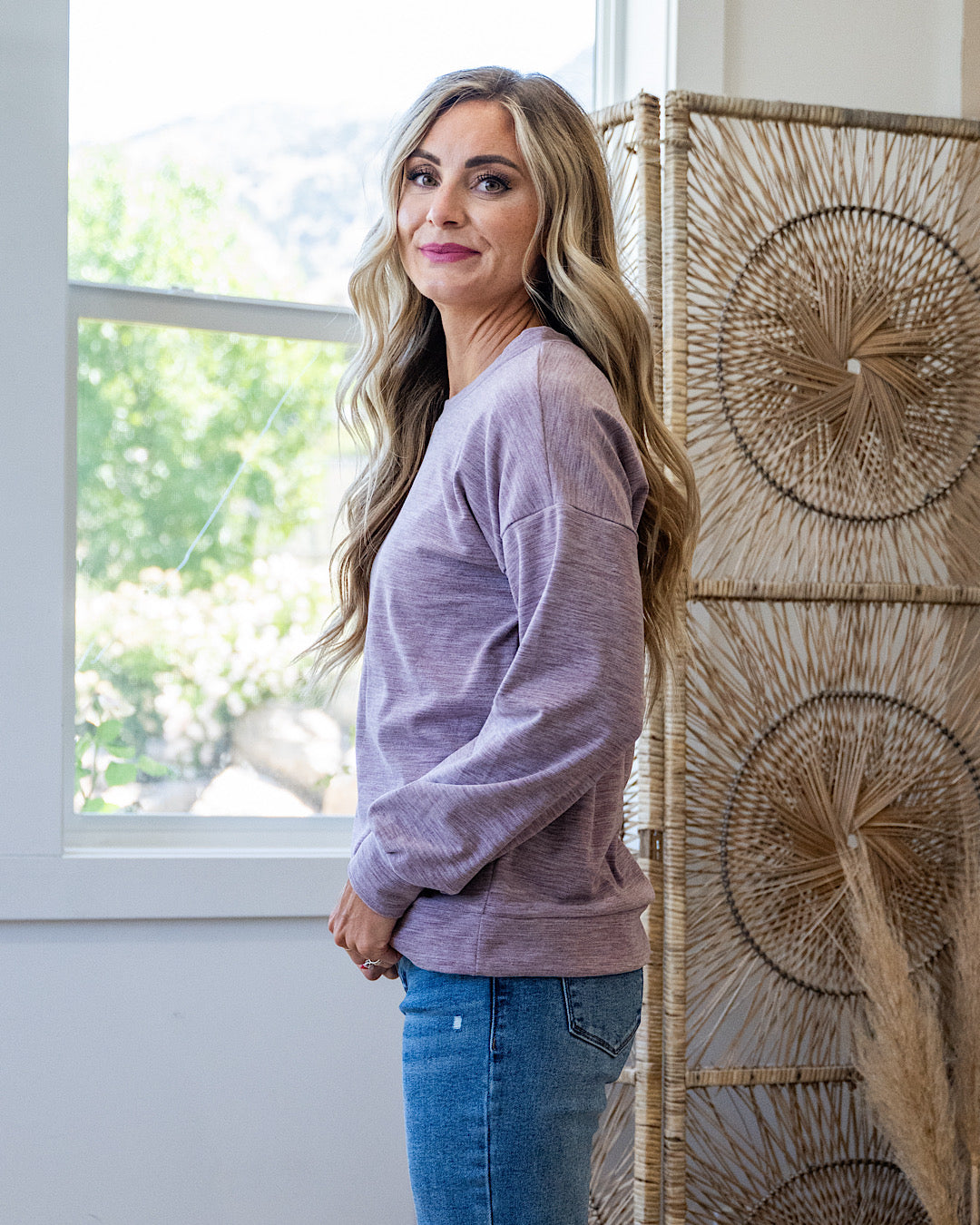 NEW! Another Life Marled Heavy Knit Top - Dusty Lavender