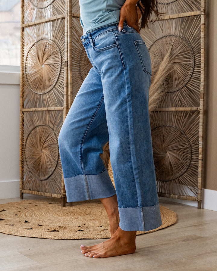 NEW! KanCan That Feeling Rolled Hem Wide Leg Jeans KanCan