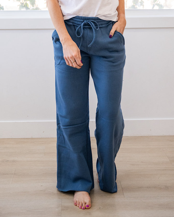 NEW! Wide Leg Lounge Pants - Dusty Blue