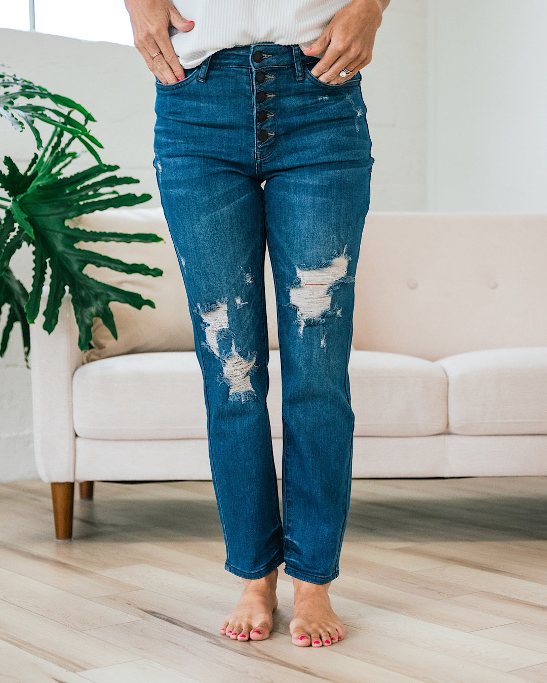 Judy Blue Darby Button Up Boyfriend Jeans  Judy Blue   