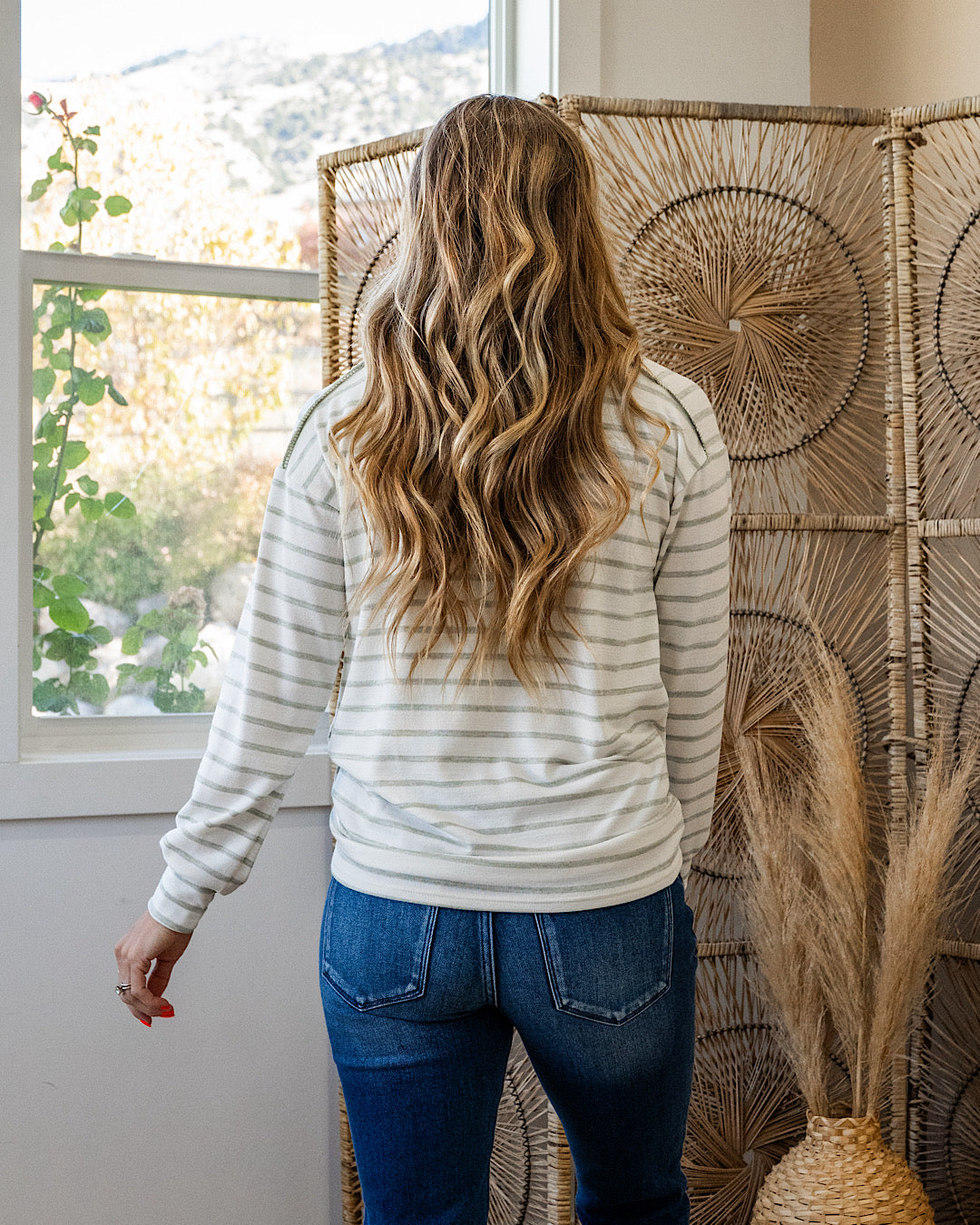 NEW! Jayla Striped Drop Shoulder Top - Sage Lovely Melody