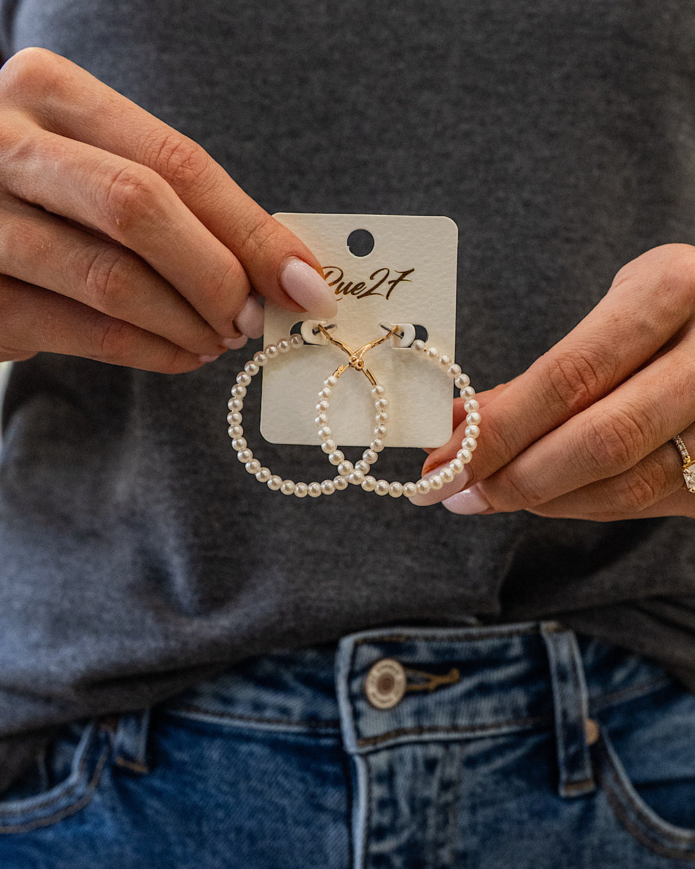 NEW! Pearl Beaded Hoop Earrings Trendy Wholesale