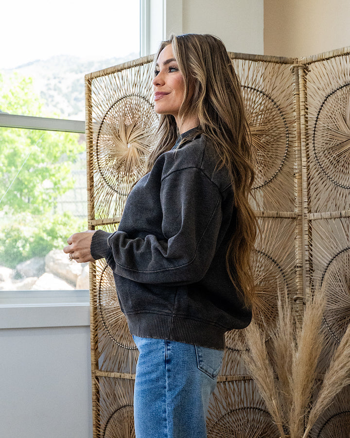 The Crush Fleece Half Zip Pullover - Ash Black