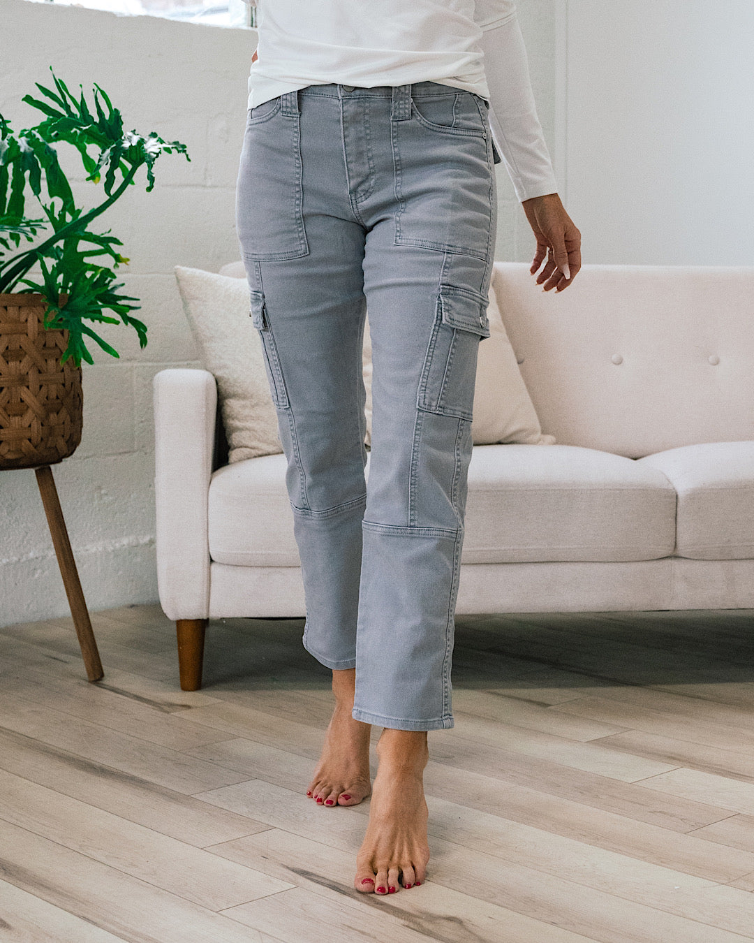 KanCan Avery Straight Leg Cargo Jeans - Gray  KanCan   