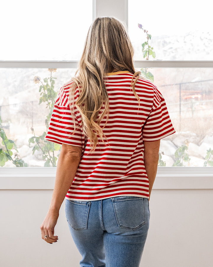 NEW! Ellie Contrast Striped Top - Red & Yellow