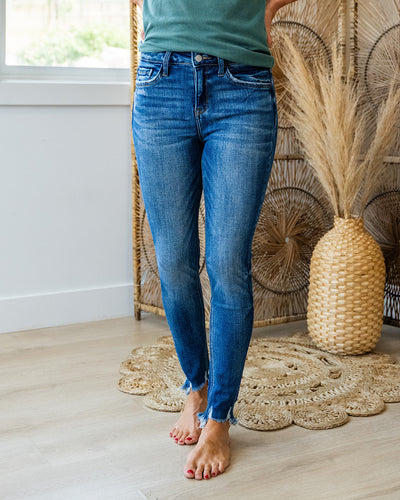 NEW! Lovervet Kaylee Distressed Hem Skinny Jeans  Vervet   