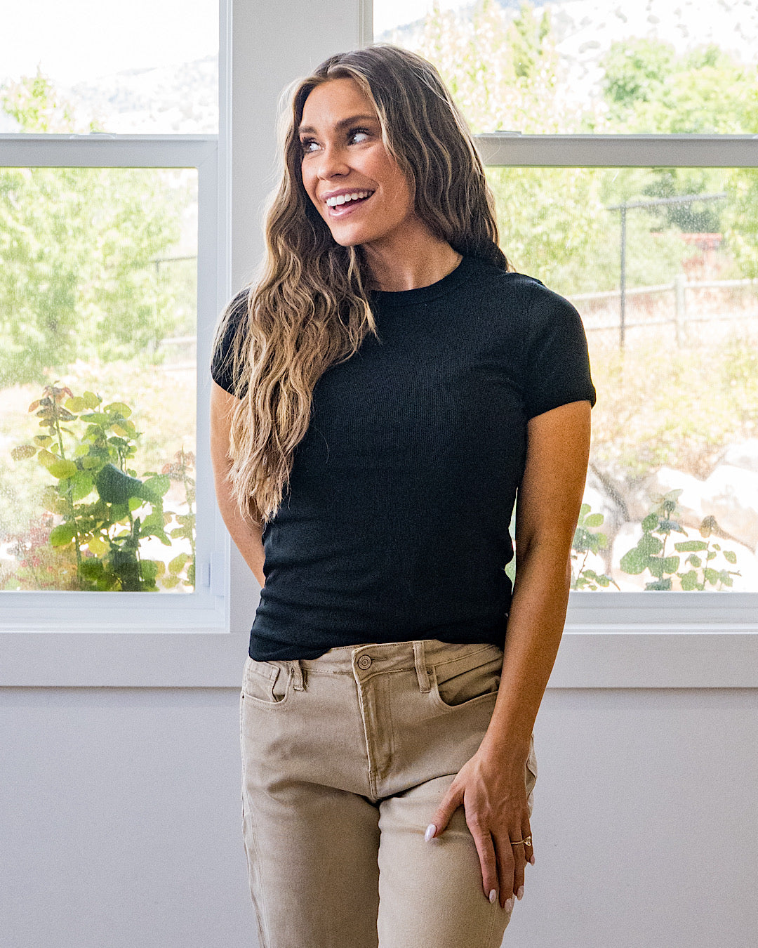 Brenley Ribbed Knit Top - Black