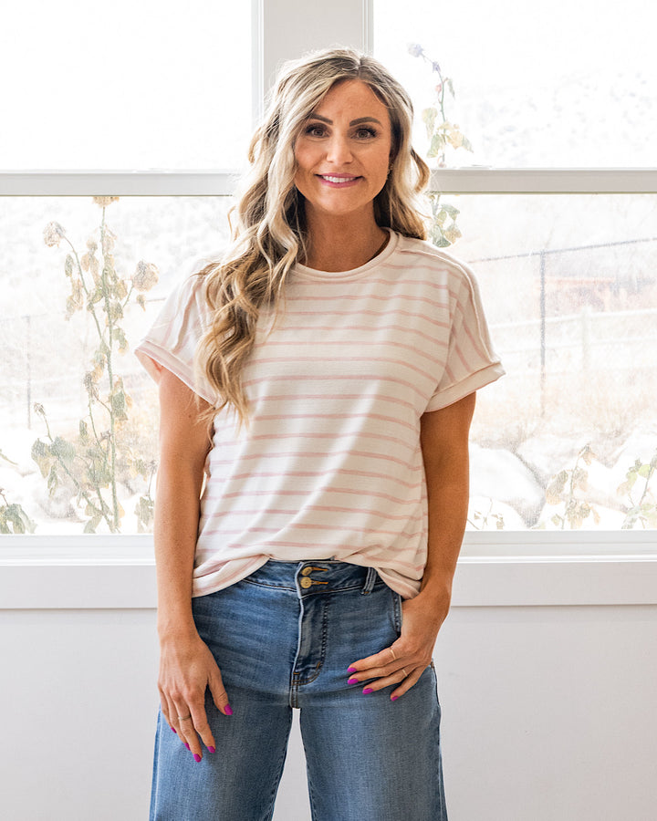 NEW! Madison Striped Top - Blush