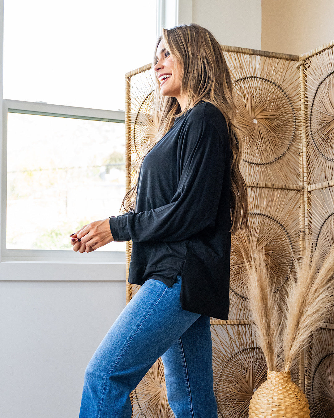 DOORBUSTER! Dolman Sleeve Top - Black