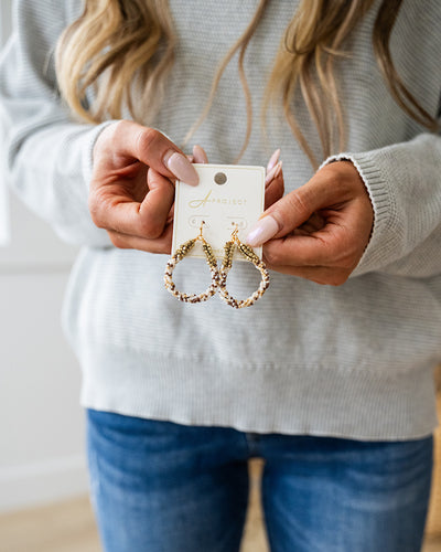 Twisted Beaded Teardrop Earrings - Beige and Tan  Trendy Wholesale   