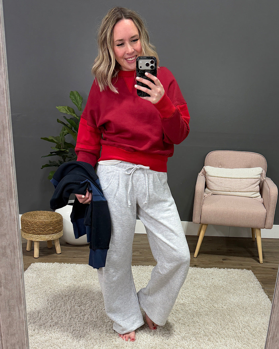 NEW! Mono B Varsity Color Block Fleece Crewneck - Deep Navy Mono B