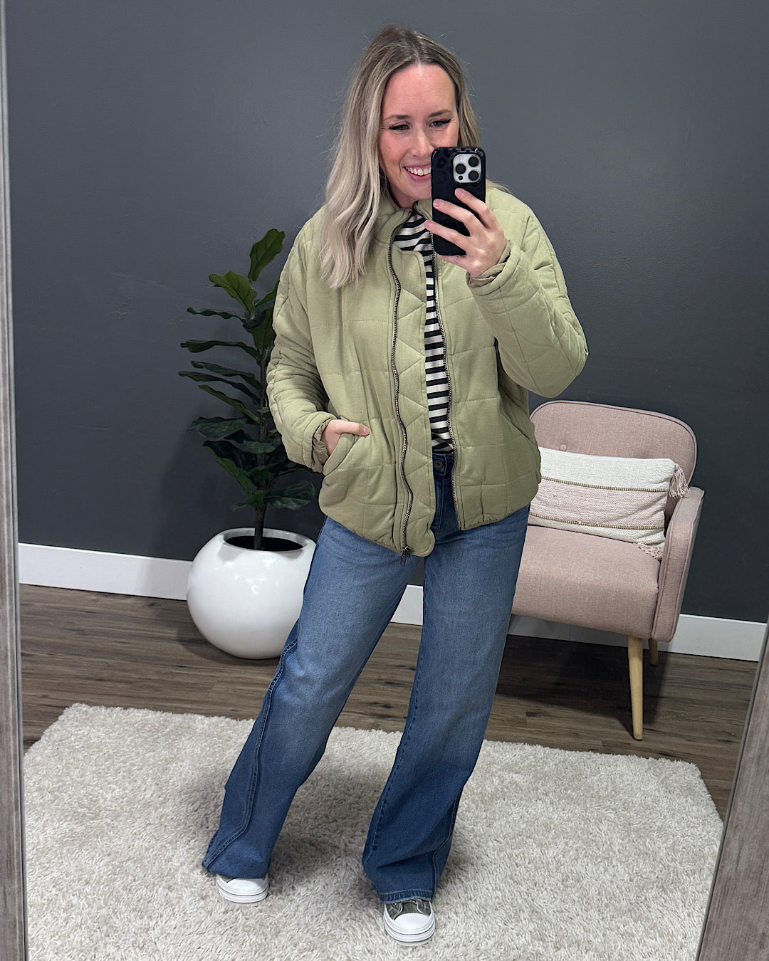 NEW! Quilted Puffer Jacket - Matcha Green Heyson