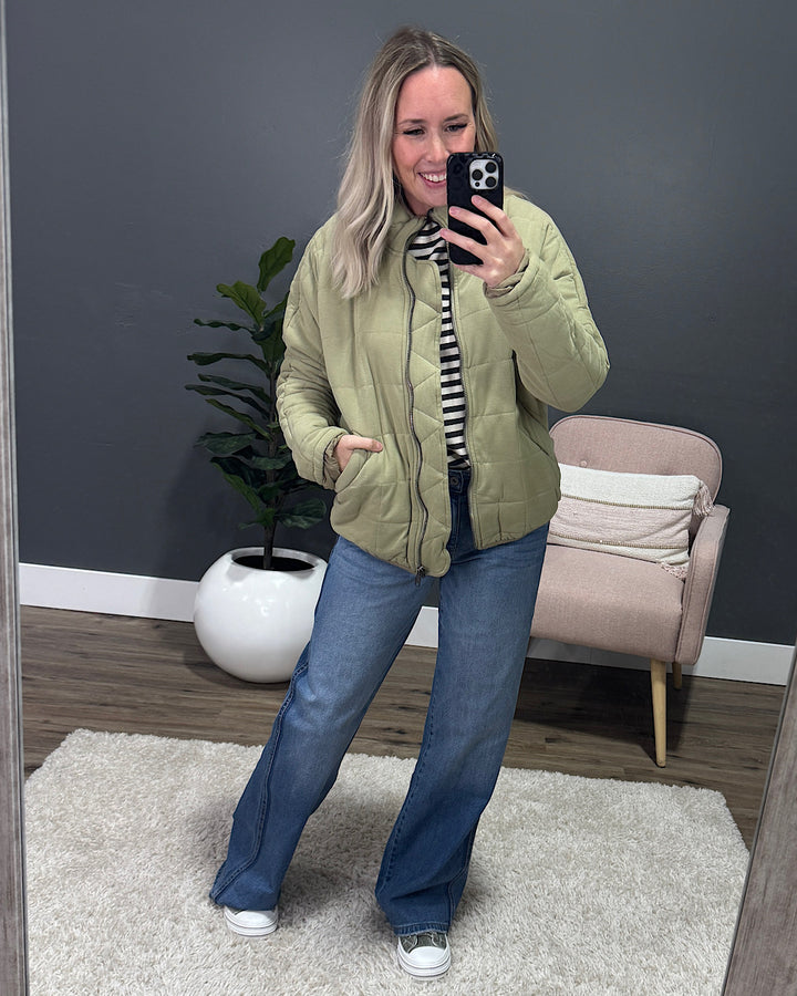 NEW! Quilted Puffer Jacket - Matcha Green Heyson