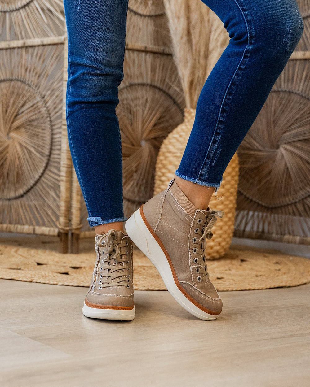 NEW! Blowfish Camden High Top Wedge Sneakers Boots - Desert Khaki Blowfish