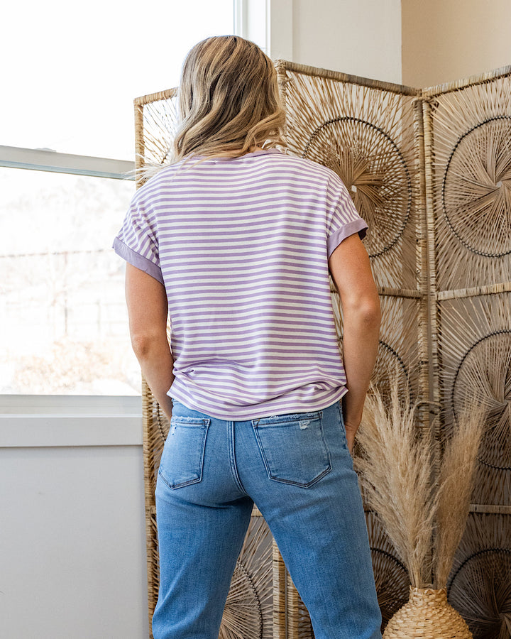 Carolina Striped Drop Shoulder Top - Lilac Lovely Melody
