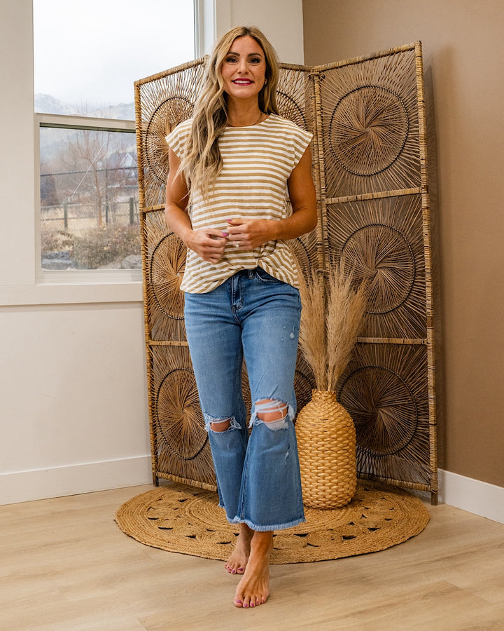Erin Striped Twist Top - Mocha Staccato