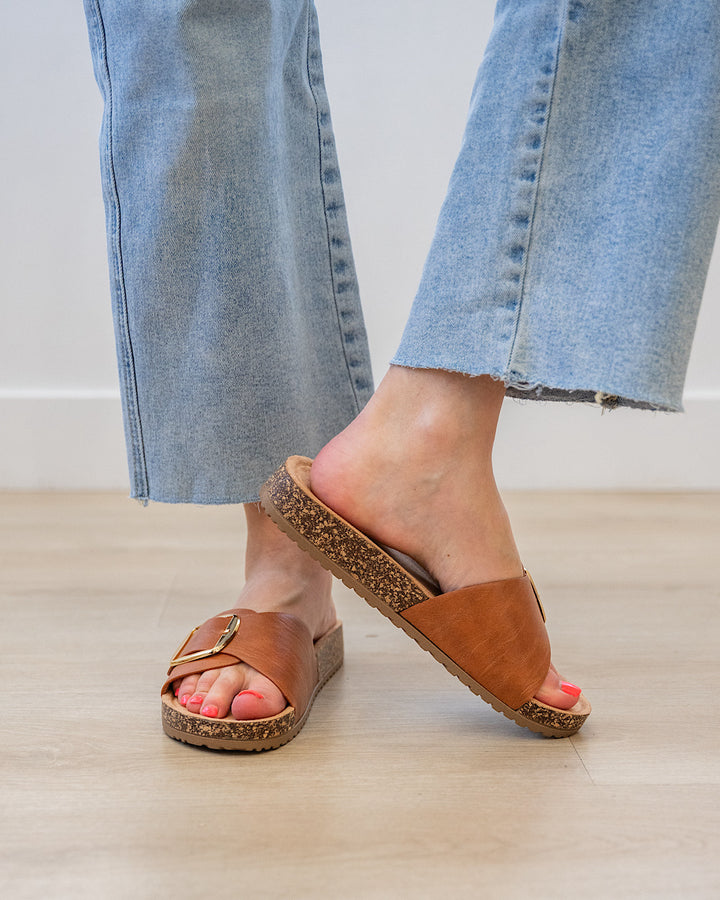 NEW! Corkys Road Trip Slip On Sandals - Cognac Corkys Footwear