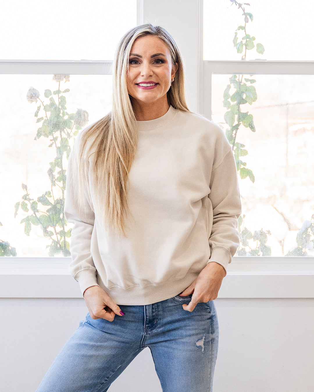 The Go To Fleece Crewneck Sweatshirt - Color Options Available! Reflex Beige