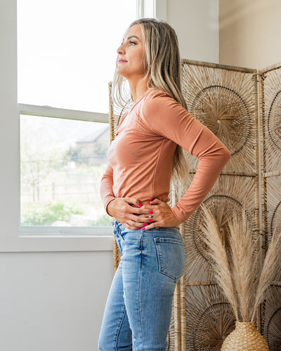 NEW! Elle Long Sleeve Knit Top - Persimmon  Be Cool   