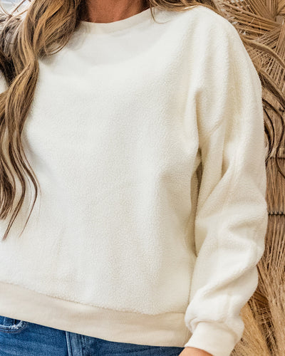 Della Cozy Fleece Pullover - Cream Staccato