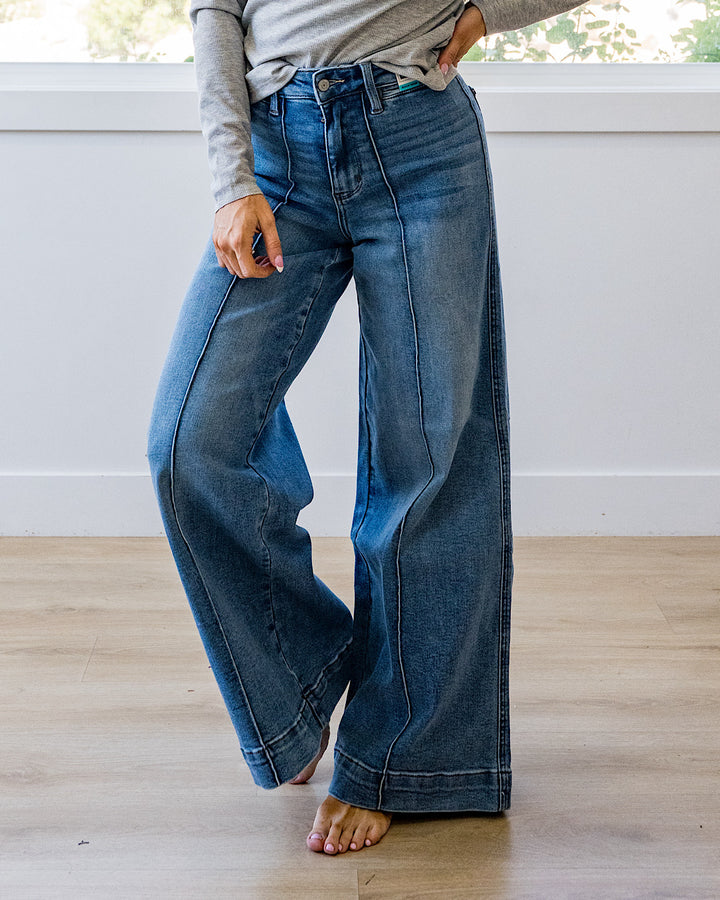 NEW! Judy Blue Hattie Front Seam Wide Leg Jeans - Short, Regular and Long