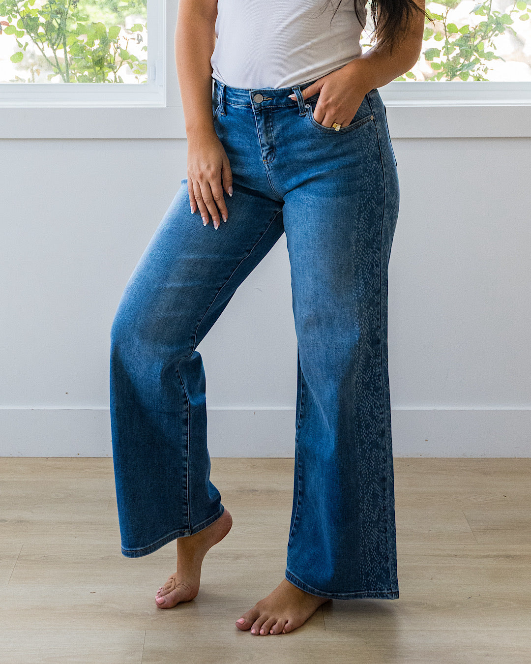 NEW! KanCan Isla Snakeskin Wide Leg Jeans