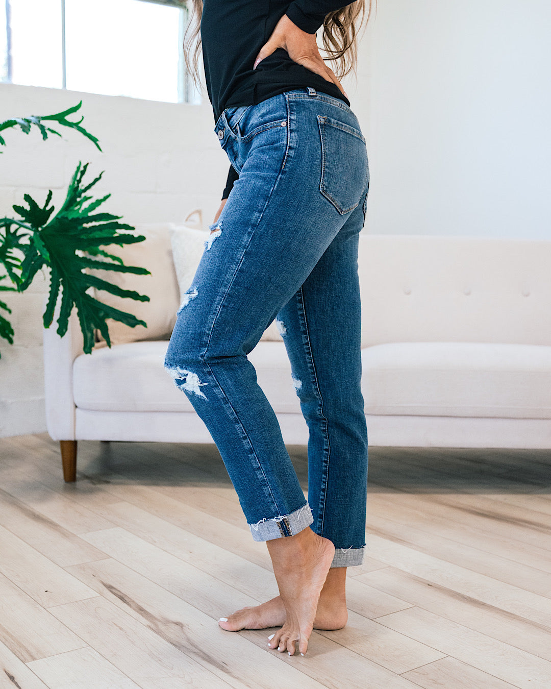 KanCan Kylie Patched Slim Boyfriend Jeans  KanCan   