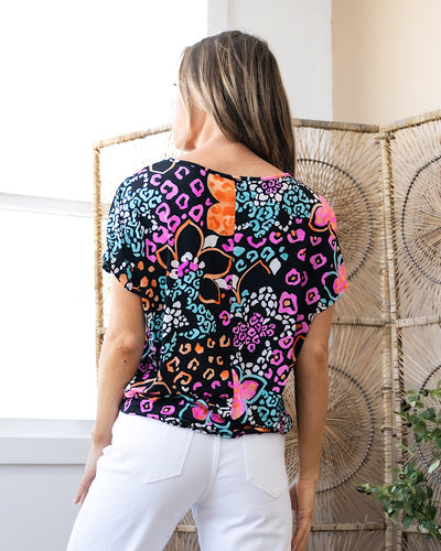 Joanna Black Floral and Leopard Keyhole Top FINAL SALE  Sew In Love   