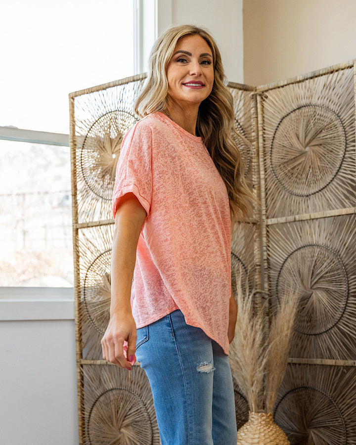 Laura Asymmetrical Top - Coral Heimish