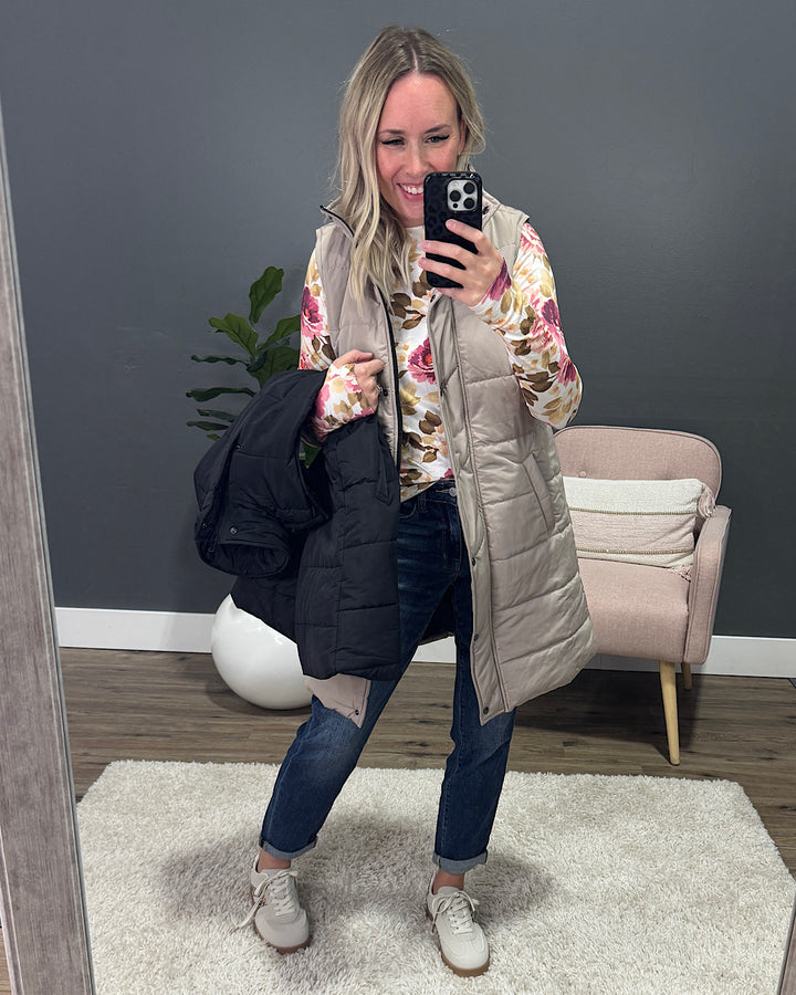 NEW! Harlow Long Vest - Latte Michelle Mae