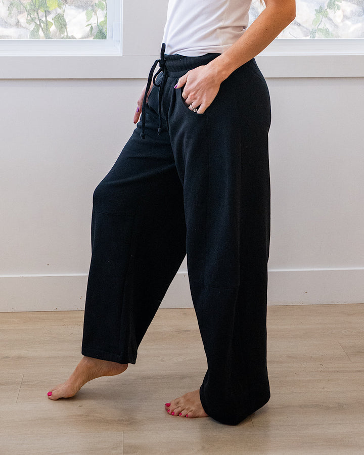 NEW! Micael Barrel Leg Lounge Pants - Black Reflex
