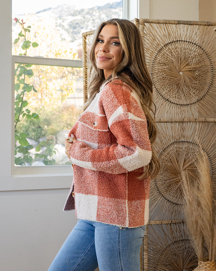 Fall Dreams Plaid Blanket Shacket - Rust