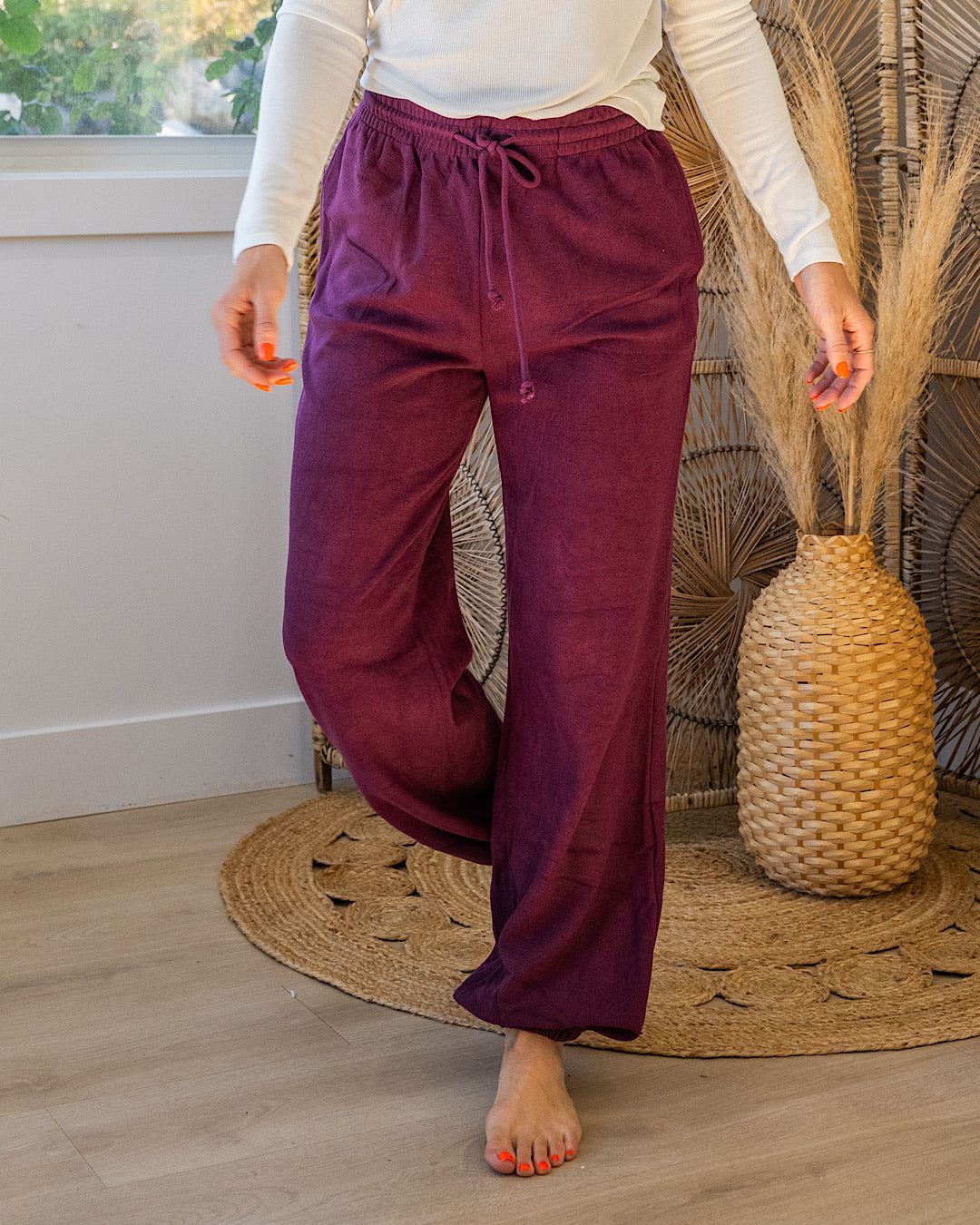 NEW! Allison Knit Joggers - Dark Cherry