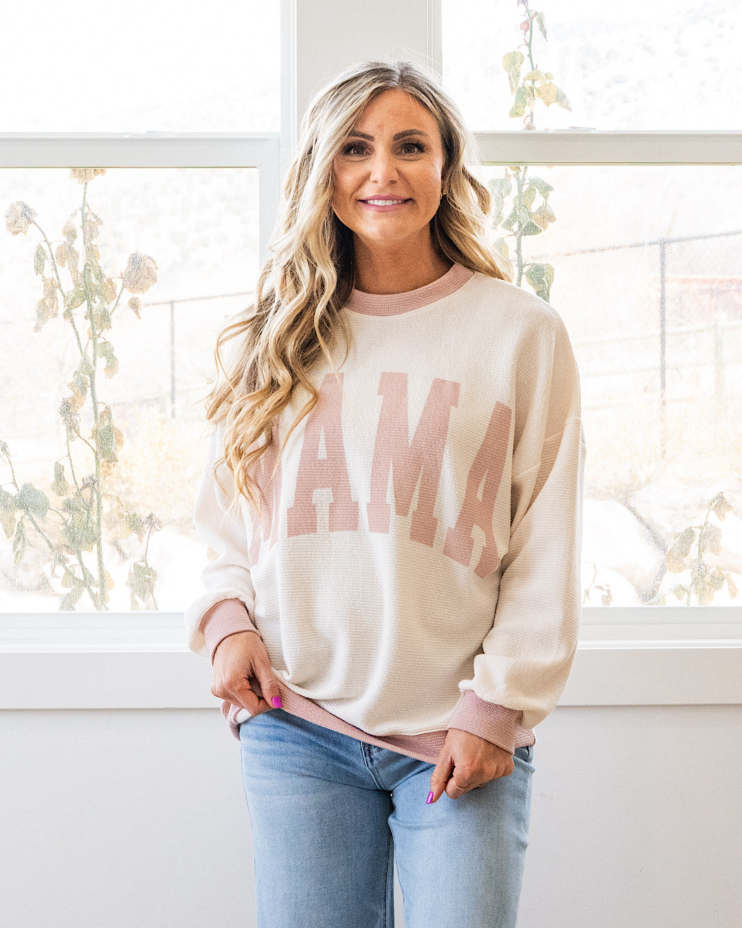 Mama Cloud Knit Long Sleeve Top - Cream & Rose Tres Bien