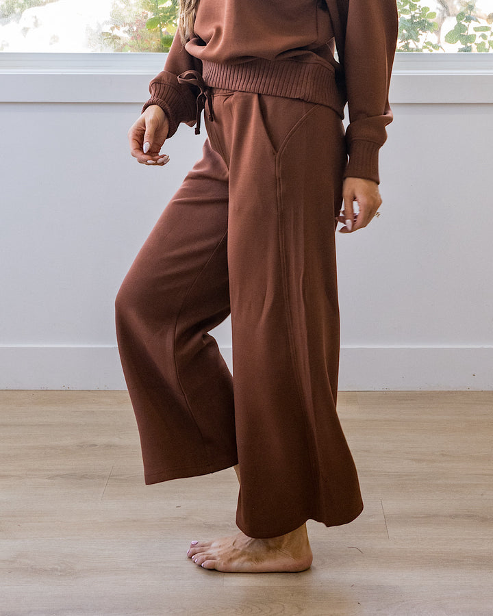 NEW! Kendall Scuba Fabric Wide Leg Pants - Chestnut Rae Mode