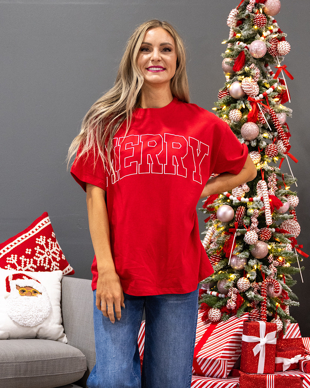 Merry Oversized Tee - Red FINAL SALE Tres Bien