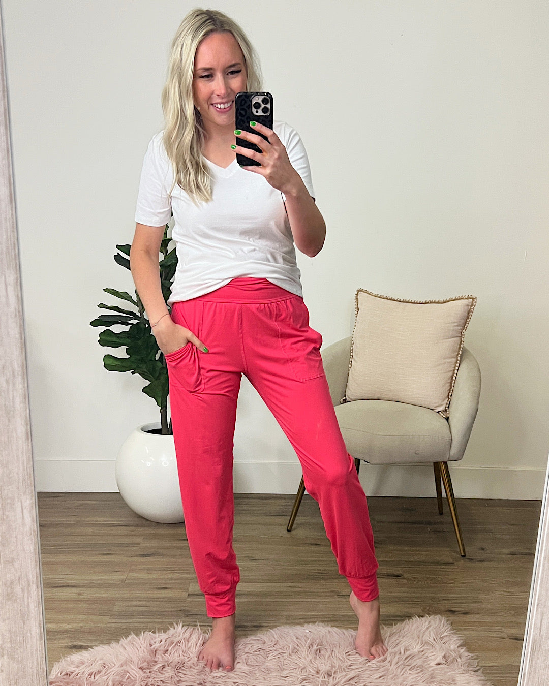 Yoga Joggers - Flamingo Pink  Rae Mode   