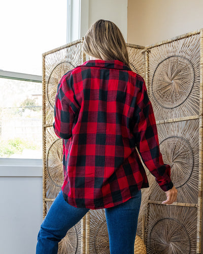 Devri Oversized Plaid Flannel - Cherry Be Cool