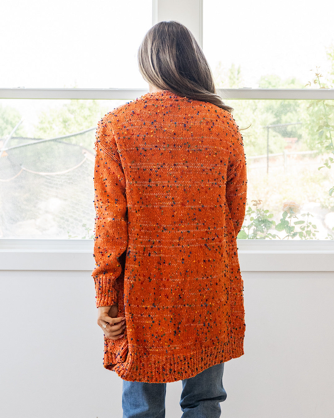 NEW! Carly Confetti Dot Cardigan - Pumpkin